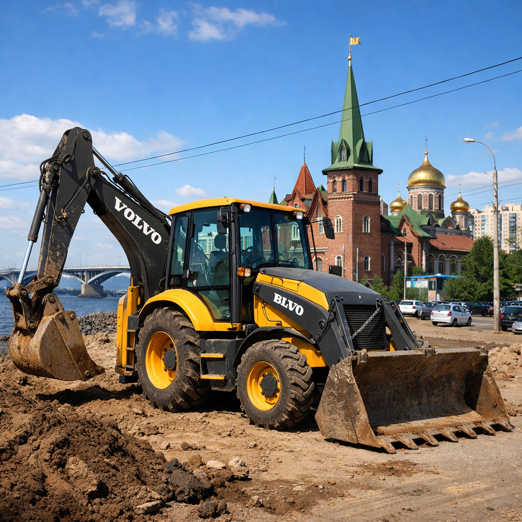 Аренда экскаватора Саратов - Volvo BL71 с оператором, копка траншей и котлованов в Саратове
